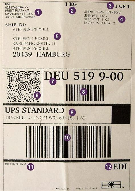 ups paket versandaufkleber.